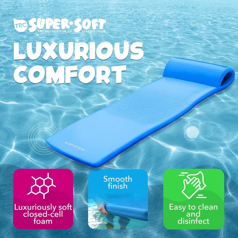 Vinyl Coated Foam Pool Float Mat with Built-in Pillow