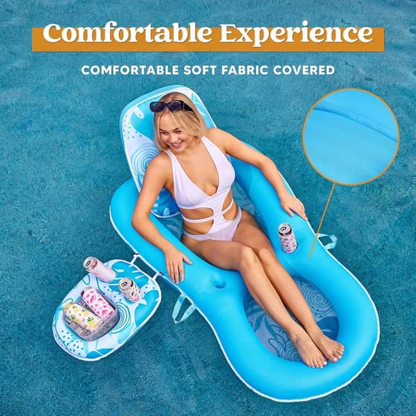 Adult Pool Lounger - Convertible 2-in-1 Float with Cup Holders