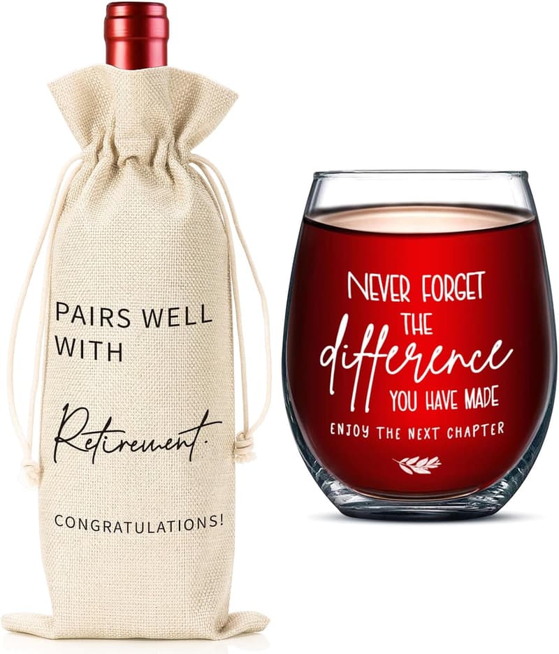 Retirement Gift Set for Him & Her - Wine Bag & Glasses