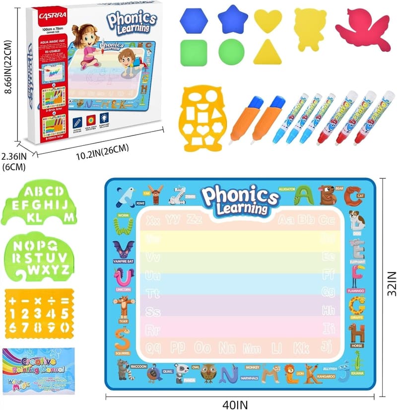 Mess-Free Water Doodle Mat for Toddlers - Aqua Magic Drawing Toy