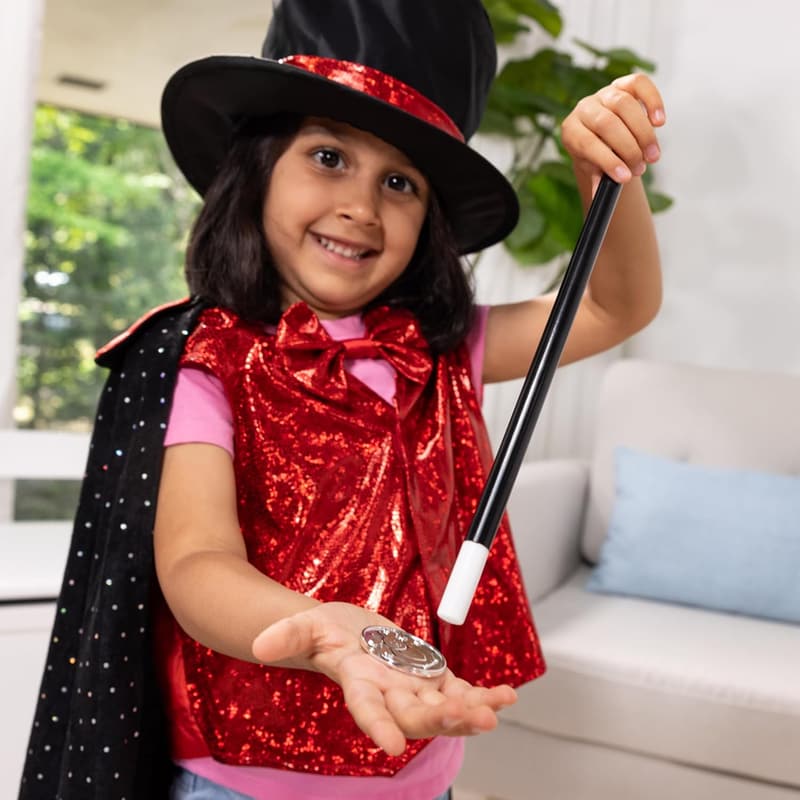 Magician Role Play Costume Set for Kids - Hat, Cape & Wand