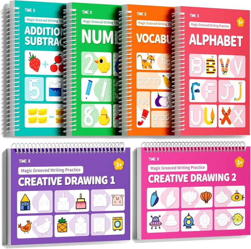 Reusable Handwriting Practice Books for Kids 3+, Set of 6