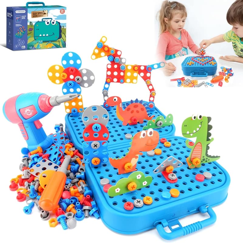 Montessori Dinosaur Play Toolbox Set for Kids Ages 3-5