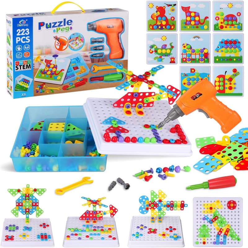 Kid's Screwdriver Toy Set - 223 Pieces Play Toolbox for Ages 3-10