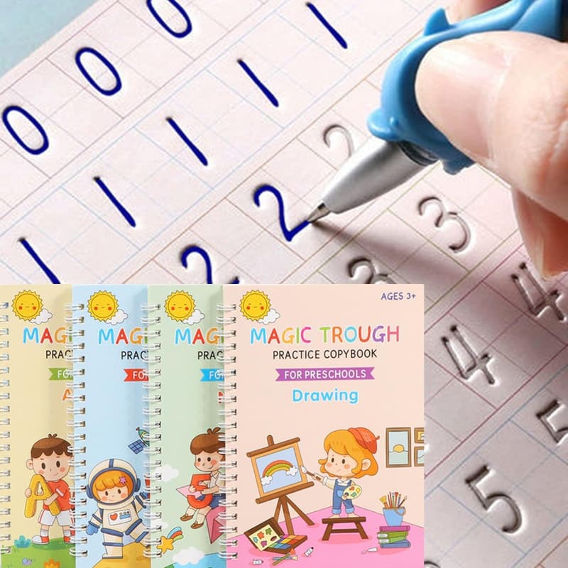 Reusable Grooved Writing Practice Books for Kids Ages 3-8