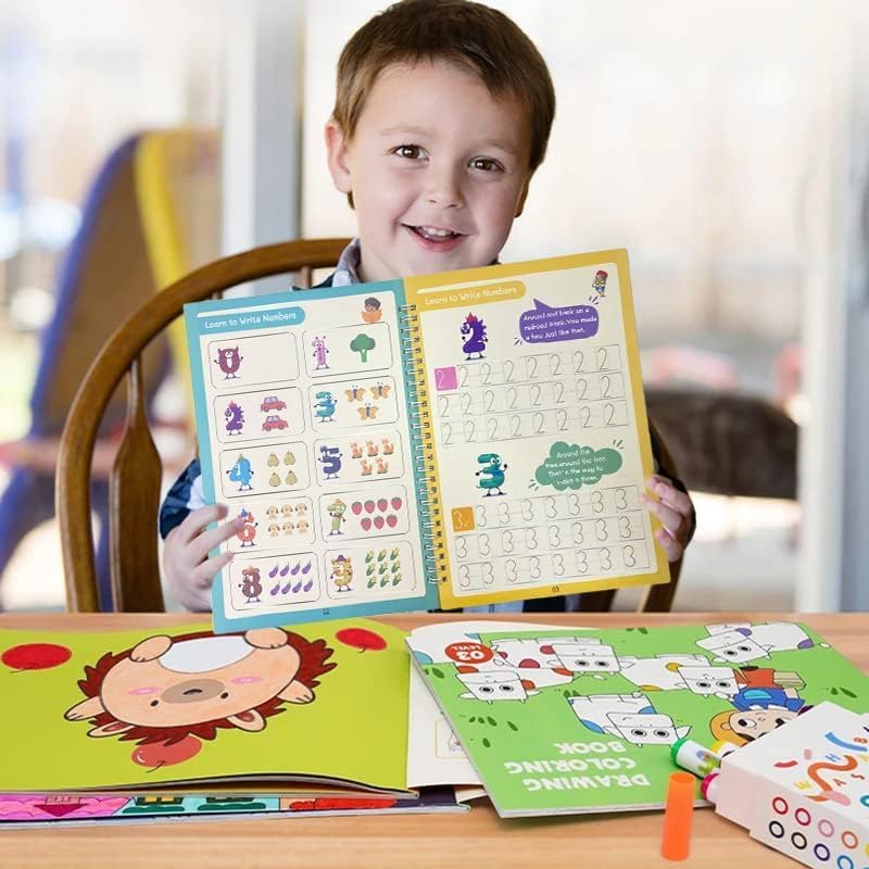 Reusable Grooved Writing Practice Books for Kids Ages 3-8