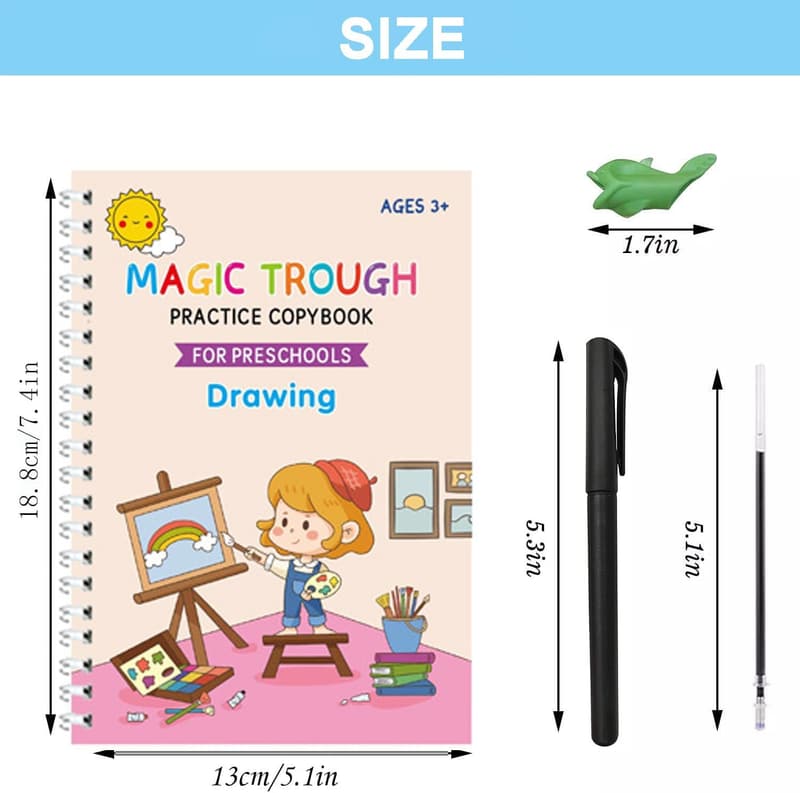 Reusable Grooved Writing Practice Books for Kids Ages 3-8