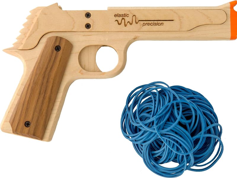 Model 1911 Rubber Band Gun - Hardwood & Rapid-Fire Action