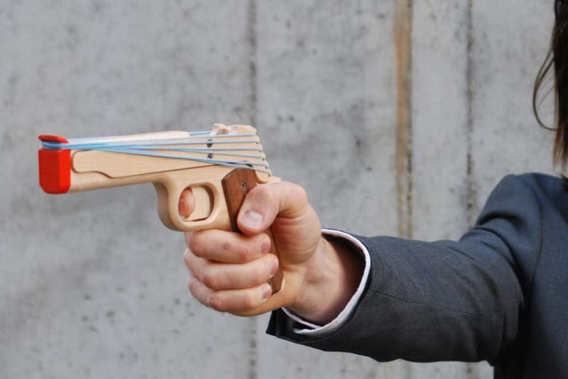 Model 1911 Rubber Band Gun - Hardwood & Rapid-Fire Action