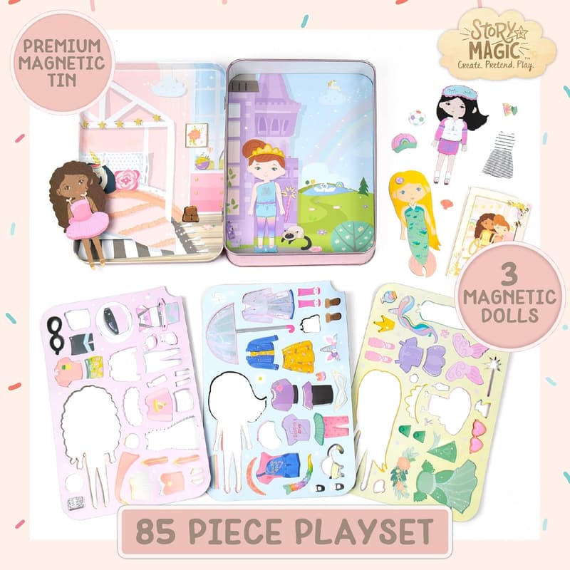 Magnetic Dress-Up Dolls Playset for Kids, Travel-Friendly