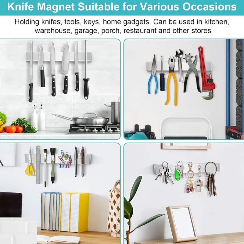 Magnetic Wall Knife Holder - 10 Inch Metal Kitchen Organizer