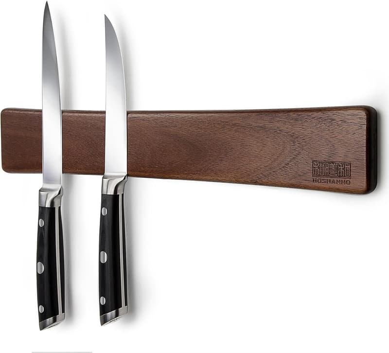 16-Inch Acacia Wood Magnetic Knife Strip for Kitchen Storage