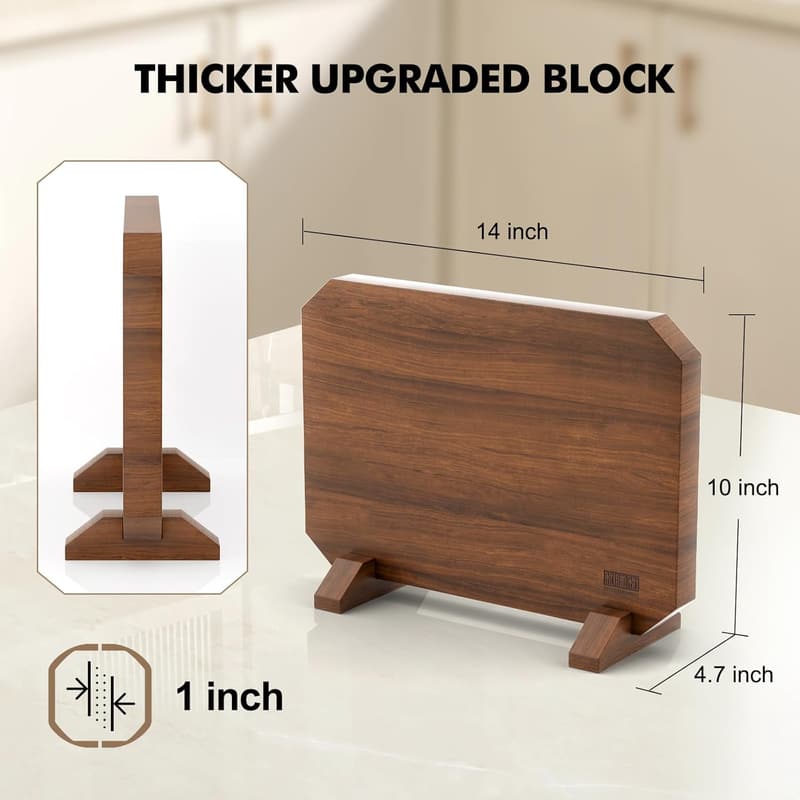 Acacia Wood Magnetic Knife Block - Dual-Sided Kitchen Organizer
