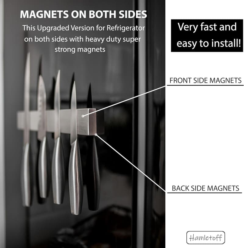 12-Inch Stainless Steel Magnetic Knife Strip for Refrigerator