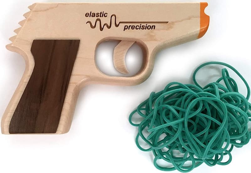 Solid Hardwood Rapid-Fire Rubber Band Gun with Walnut Grips