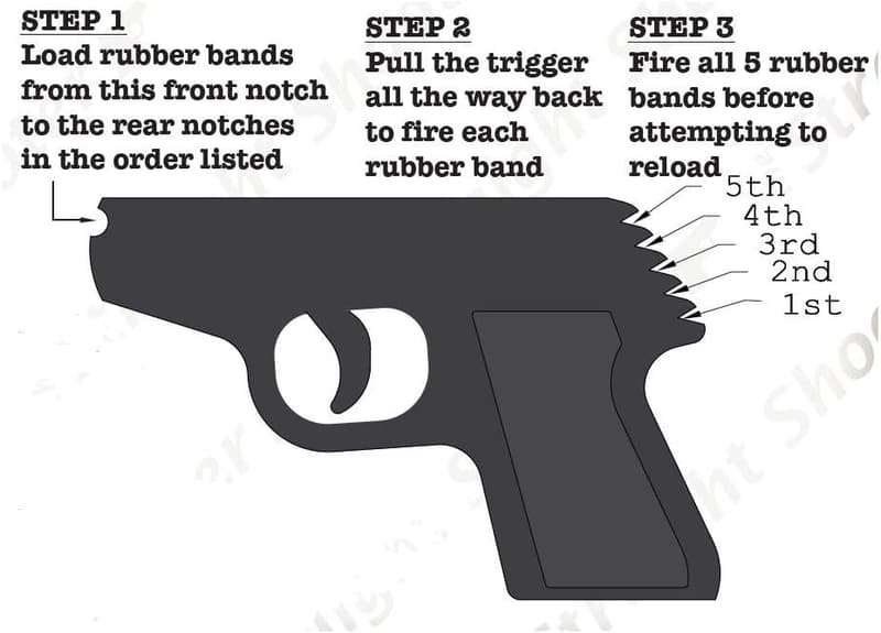 Elastic Precision PPK Rubber Band Gun - 100 Extra Rounds