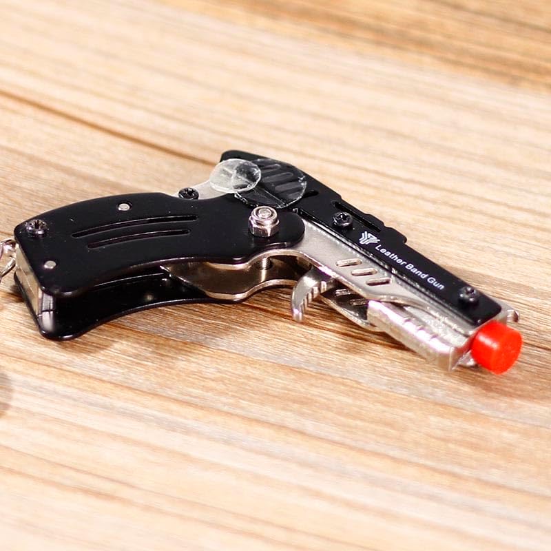 Mini Foldable Rubber Band Gun Keychain with 100 Color Bands