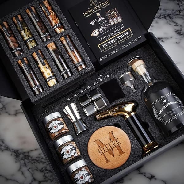 Whiskey Infusion Kit with Smoker – 24pc Mixology Set