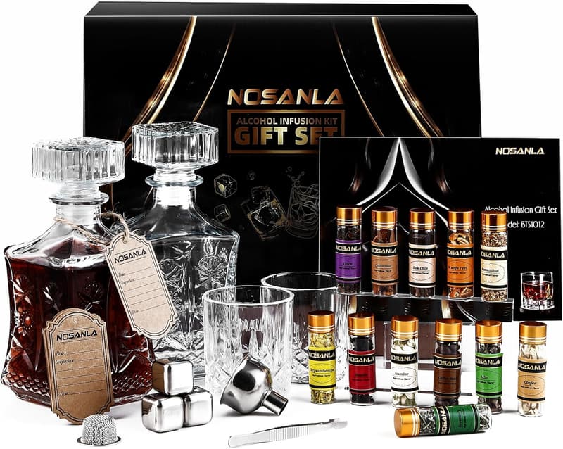 DIY Alcohol Infusion Kit with Glass Bottle & Stones for Men