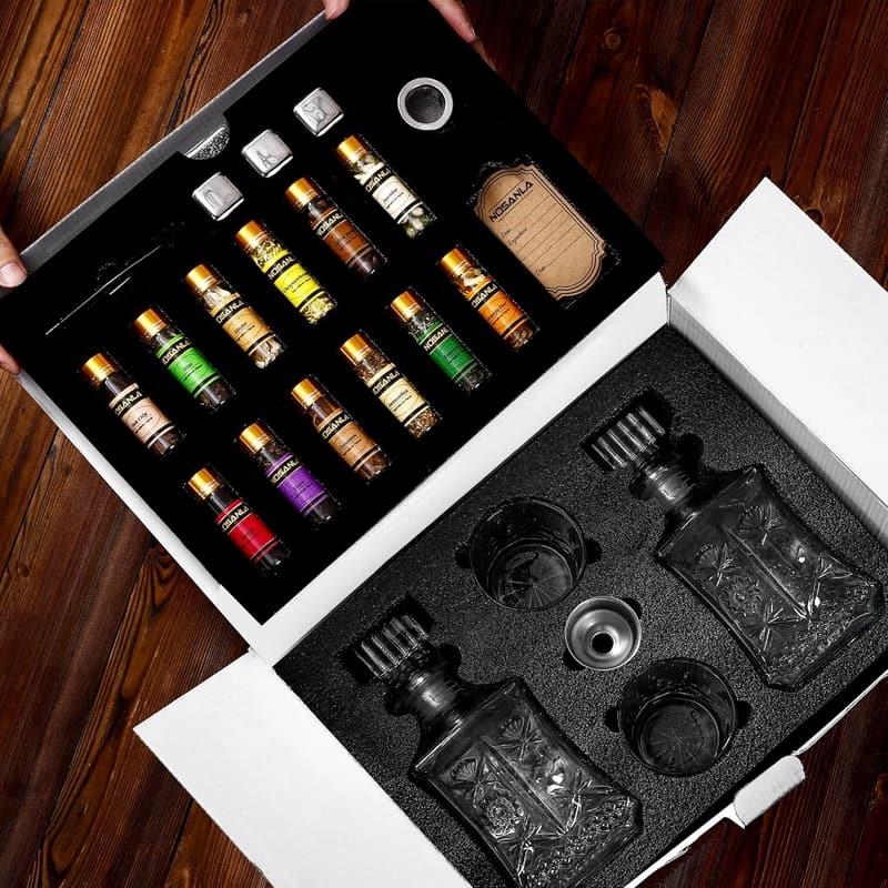 DIY Alcohol Infusion Kit with Glass Bottle & Stones for Men