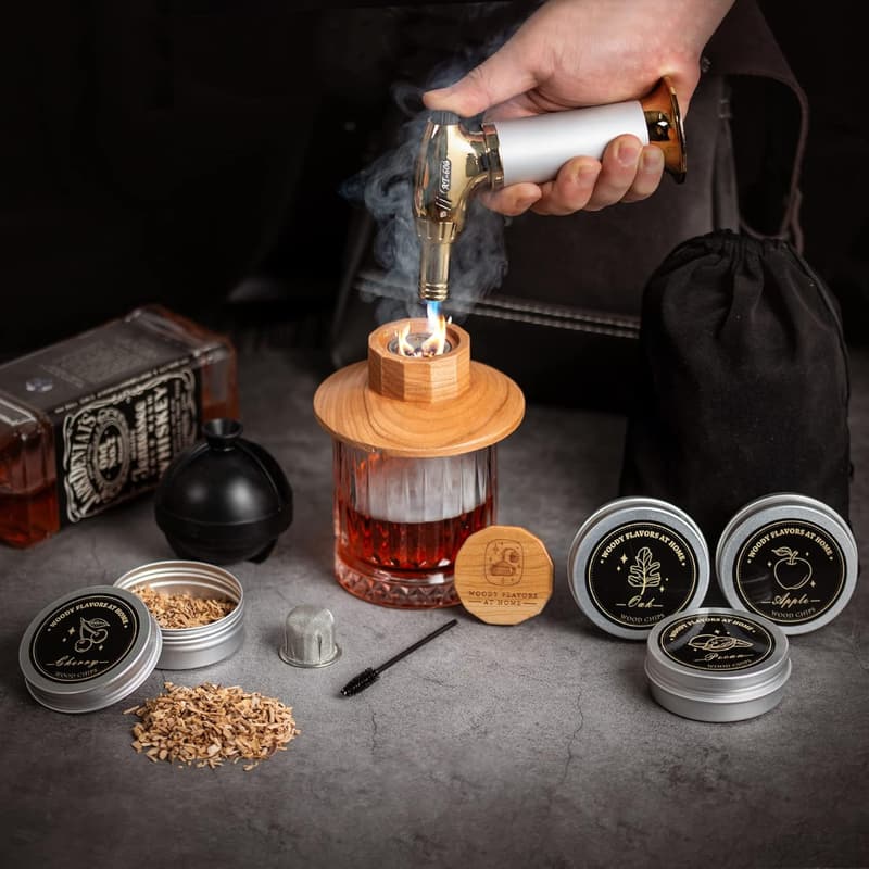 Cocktail Smoker Kit with Torch and Wood Chips for Whiskey