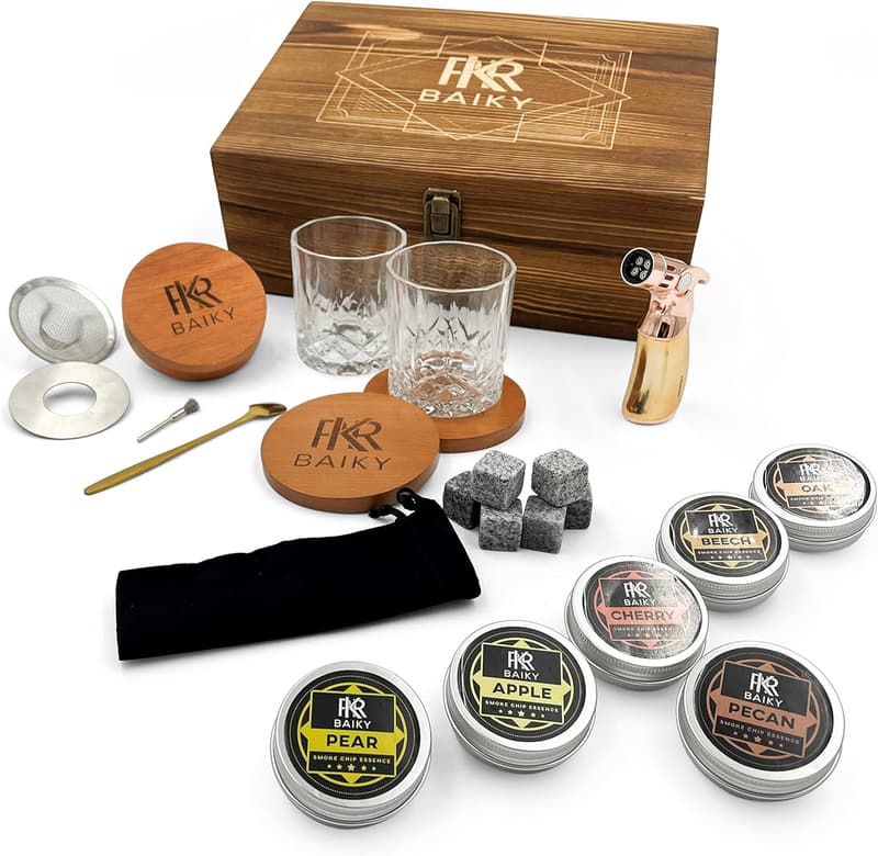Whiskey Smoker Kit with Torch & Glasses for Men