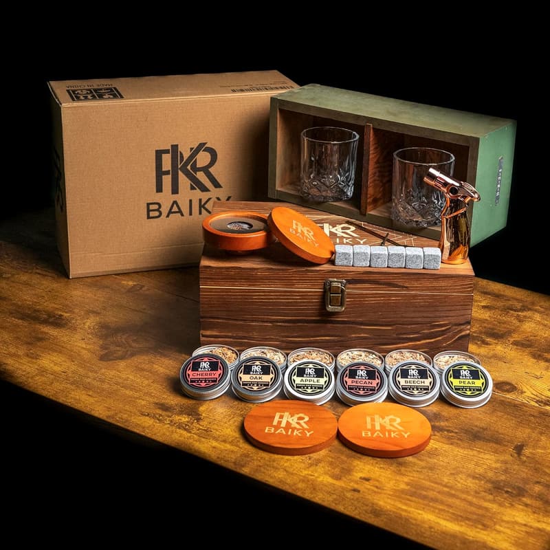 Whiskey Smoker Kit with Torch & Glasses for Men