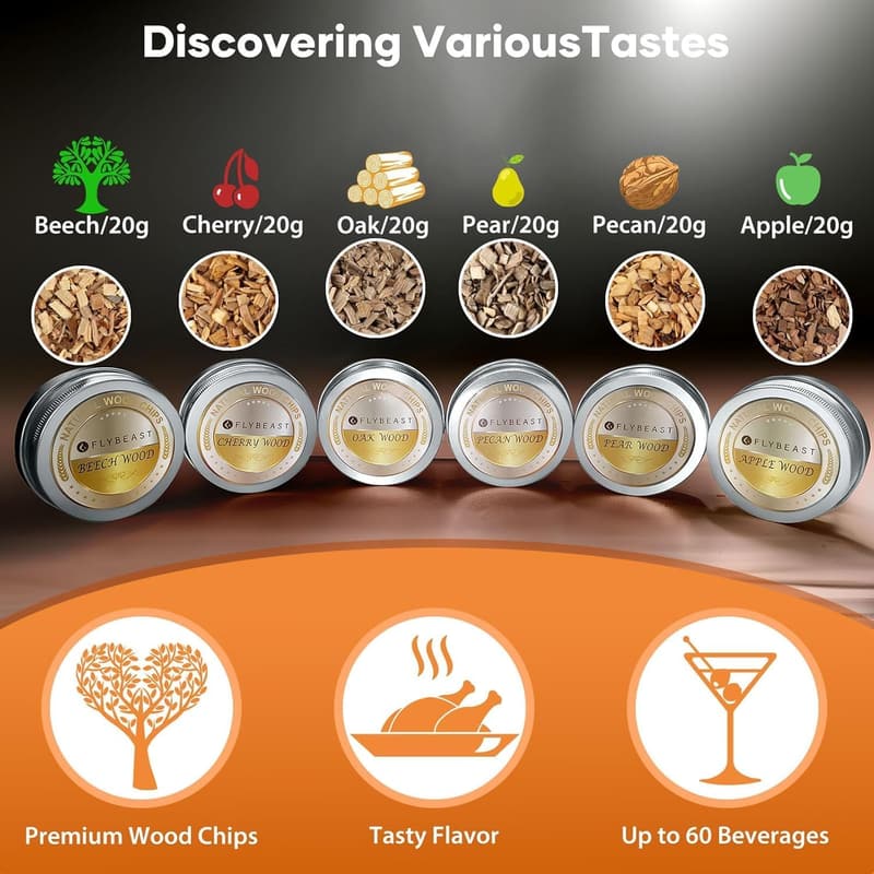 Whiskey Cocktail Smoker Kit with 6 Flavor Wood Chips