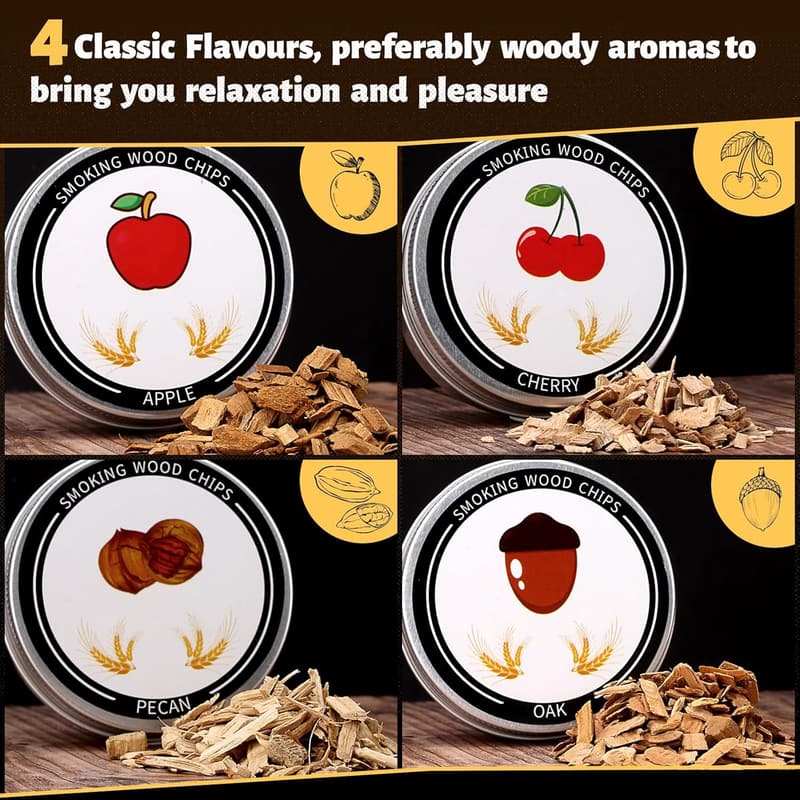 Whiskey Smoker Kit for Men - Includes 4 Wood Chips & Stones