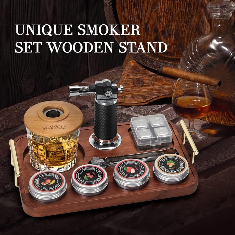 Whiskey Smoker Kit with Torch and Wood Chips - Perfect Gift for Dad