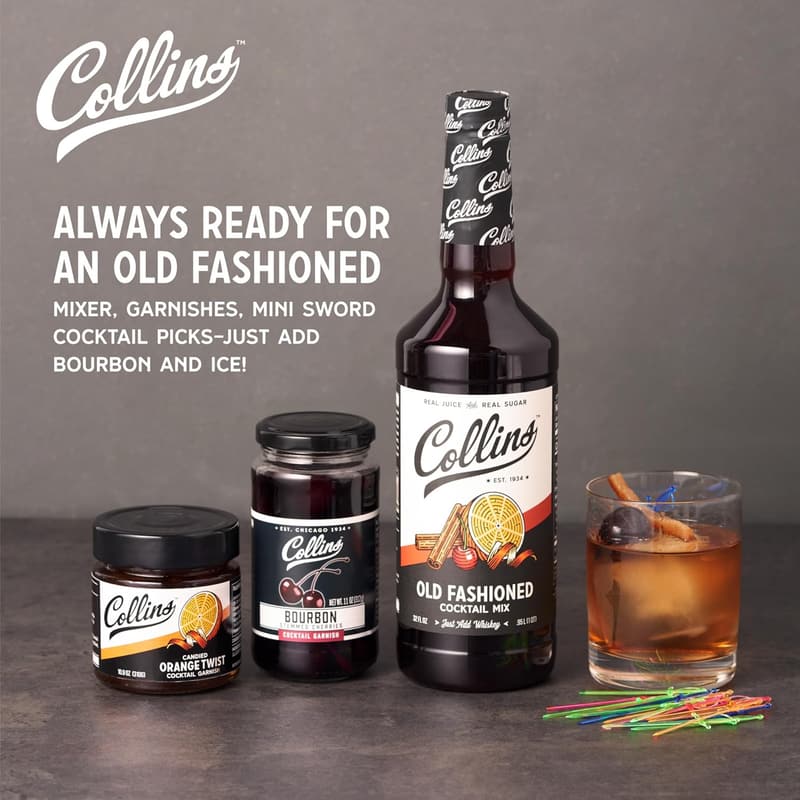 Whiskey Cocktail Mixology Kit with Orange Garnish and Cherries