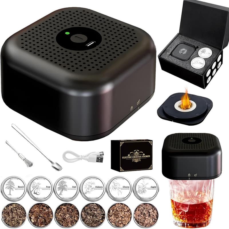 Rechargeable Whiskey Smoker Kit with 6 Wood Chips