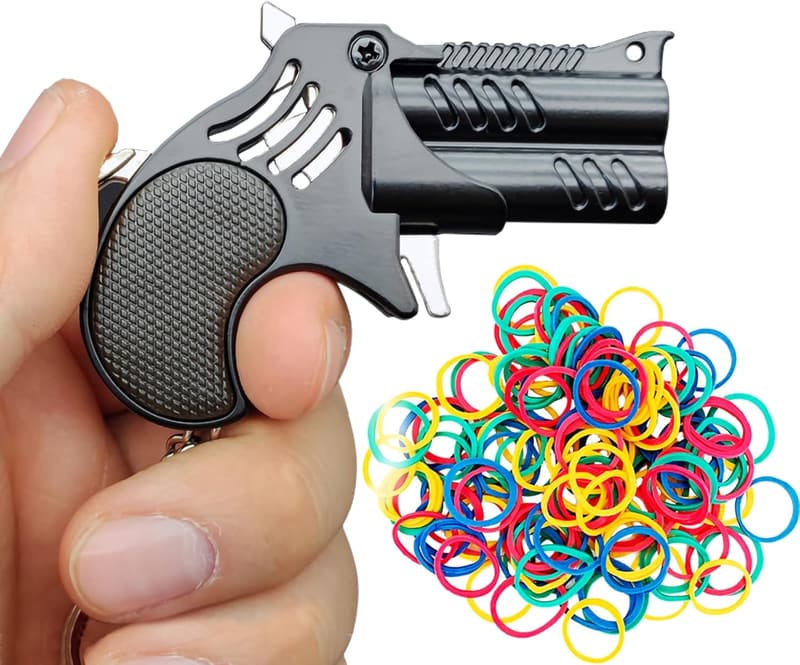 Black Rubber Band Gun Keychain - Creative Decorative Pendant