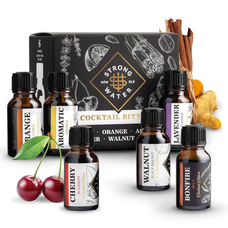 Cocktail Bitters Sampler Set – 6 Flavors, 6 Bottles, Gift Set