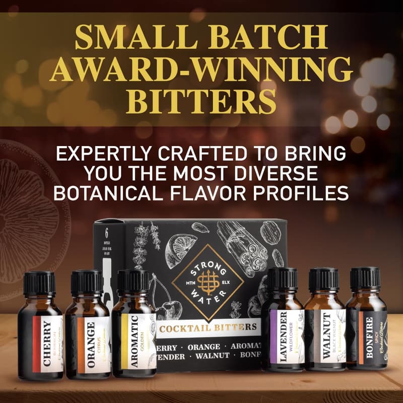 Cocktail Bitters Sampler Set – 6 Flavors, 6 Bottles, Gift Set