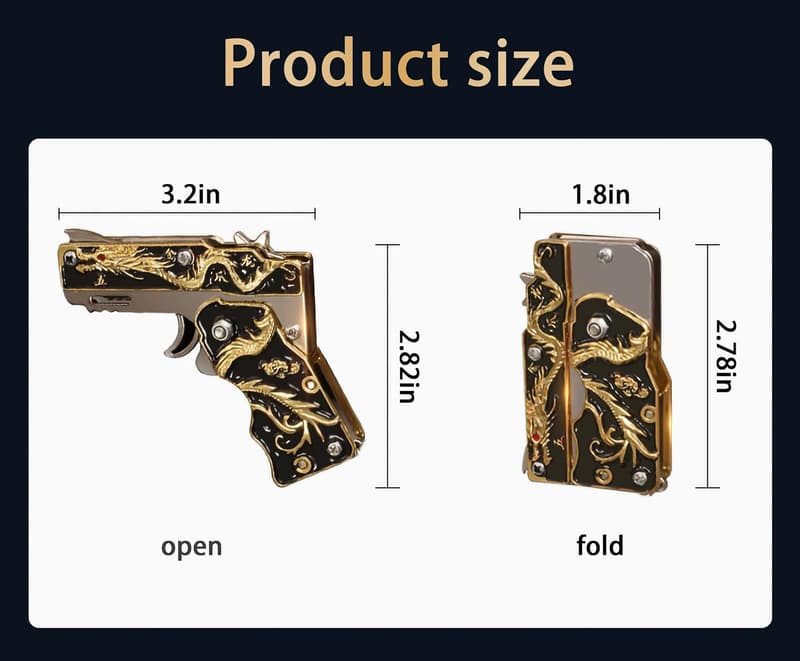 Mini Gold Dragon Rubber Band Gun Keychain - 2pcs Outdoor Gift