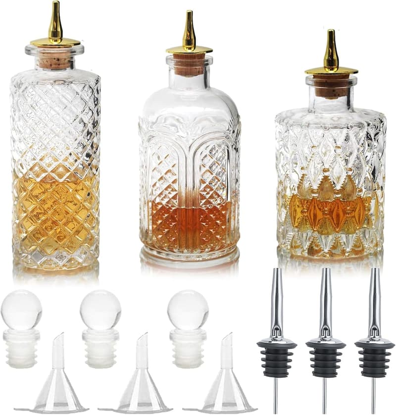 Glass Bitters Bottle with Dasher Top for Cocktails