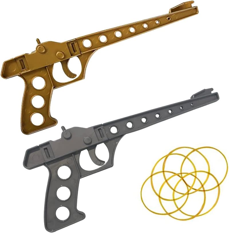 Kids' Rubber Launcher Toy Gun Game Set - 2 Launchers, 8 Bands