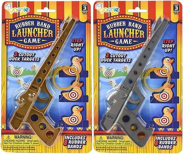 Kids' Rubber Launcher Toy Gun Game Set - 2 Launchers, 8 Bands
