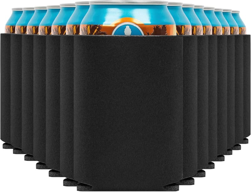 14-Pack Black Insulated Beer Can Sleeves for Vinyl Projects