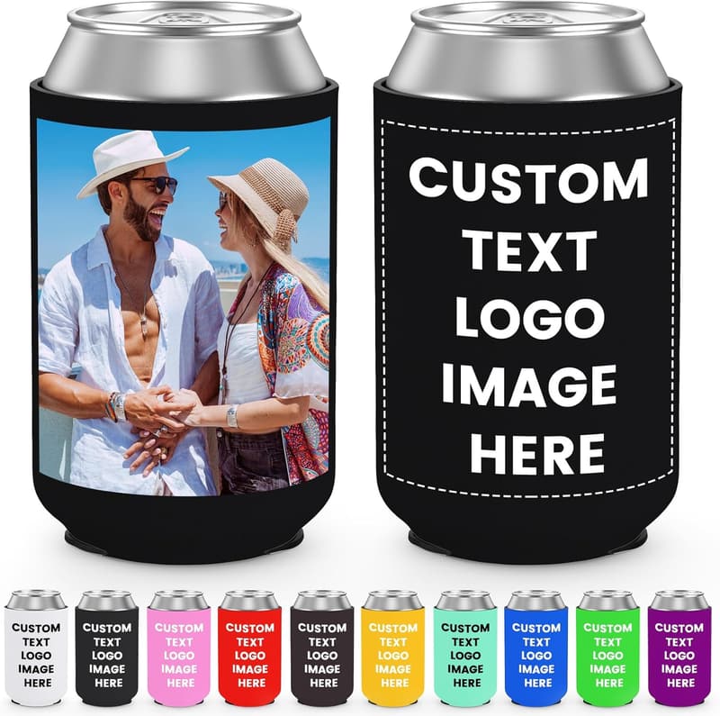 Personalized Beer Can Coolers - 20 Pcs for Wedding Parties