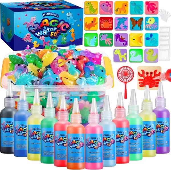 Aqua Fairy Magic Water Gel Kit for Kids with 12 Colors & 18 Molds