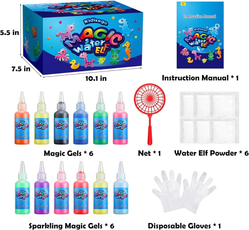 Aqua Fairy Magic Water Gel Kit for Kids with 12 Colors & 18 Molds