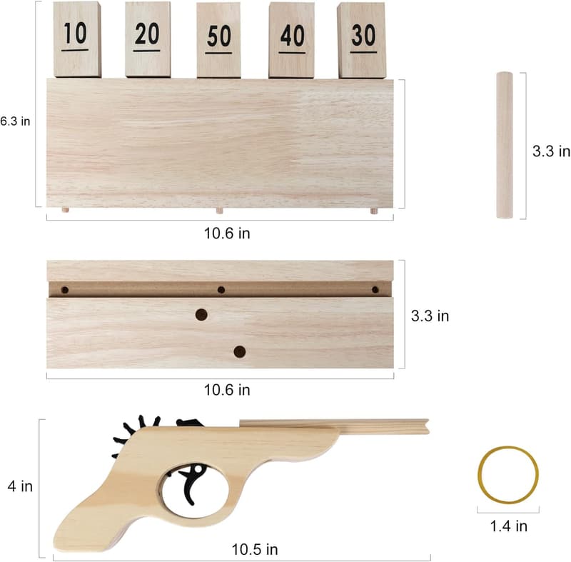 Outdoor Shooting Slingshot Game with Wooden Rubber Band Gun