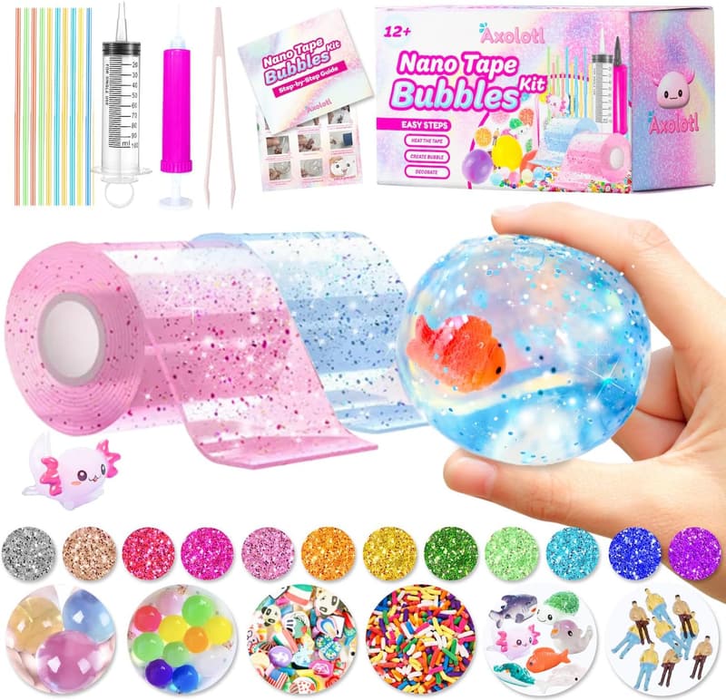DIY Axolotl Bubble Tape Kit - Double-Sided Stress Ball for Kids