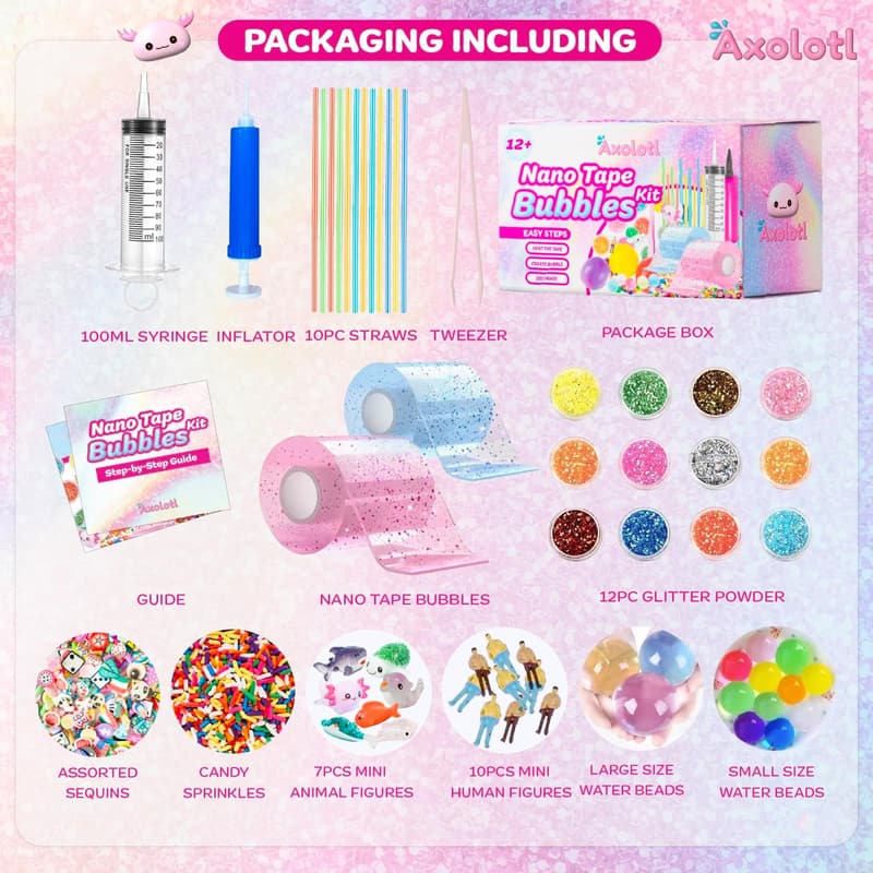 DIY Axolotl Bubble Tape Kit - Double-Sided Stress Ball for Kids