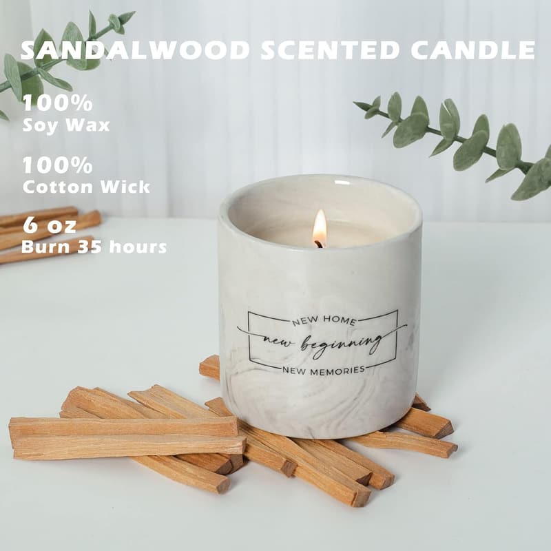 Housewarming Gift: Sandalwood Scented Candle - 6 oz