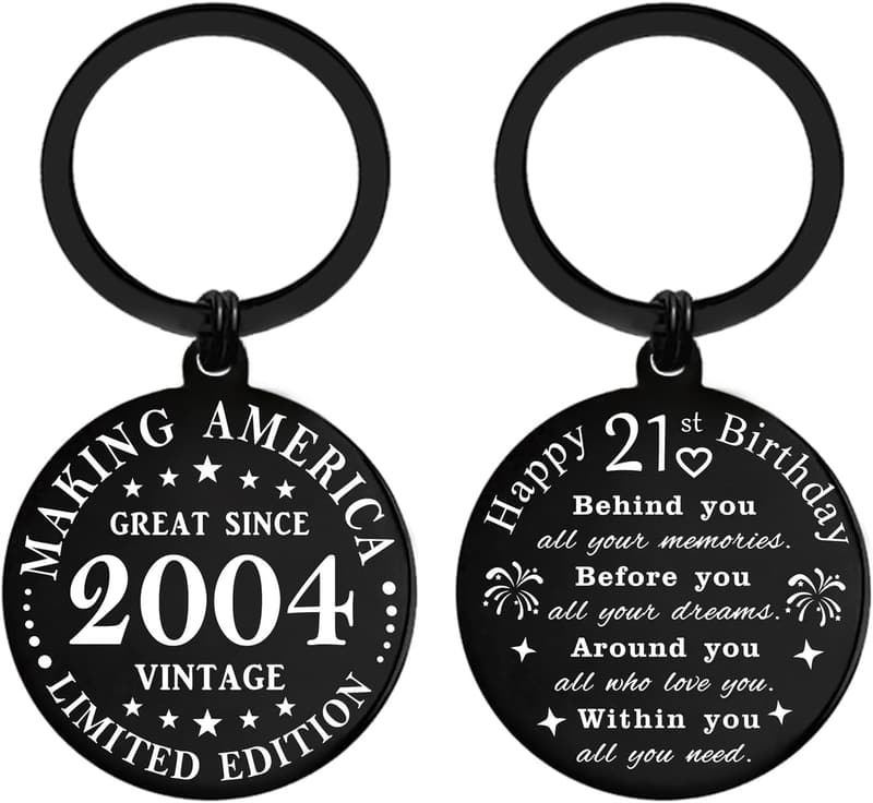 21st Birthday Keychain Gift for Him/Her - 2004 Design