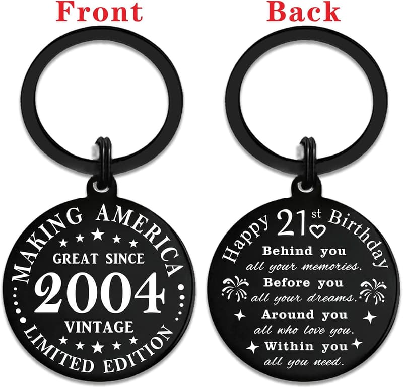 21st Birthday Keychain Gift for Him/Her - 2004 Design