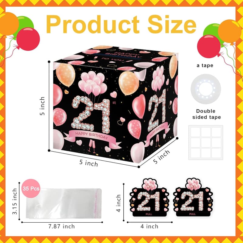 21st Birthday Gift Box Set - 35PCS Money Gift Bags for All